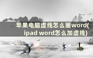 苹果电脑虚线怎么画word(ipad word怎么加虚线)